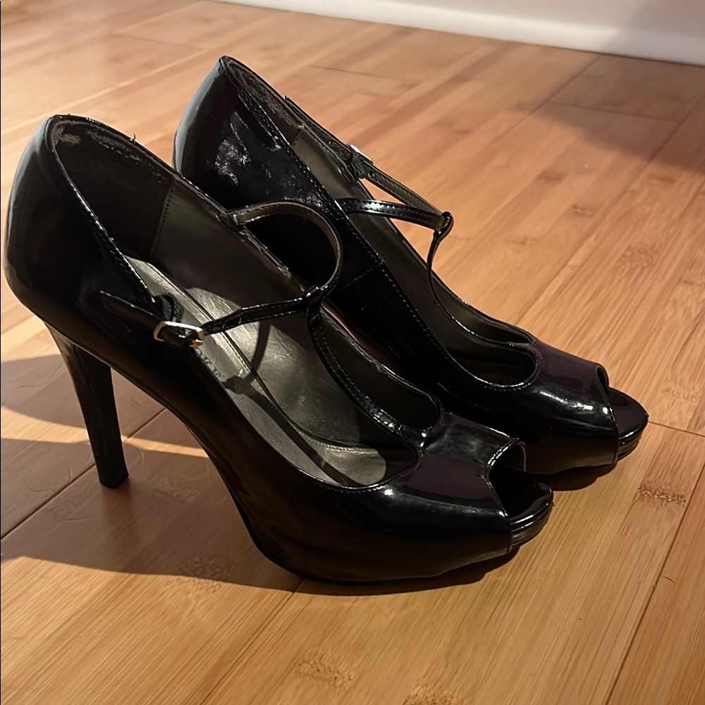 Audrey Brooke Black Patent Leather Heels